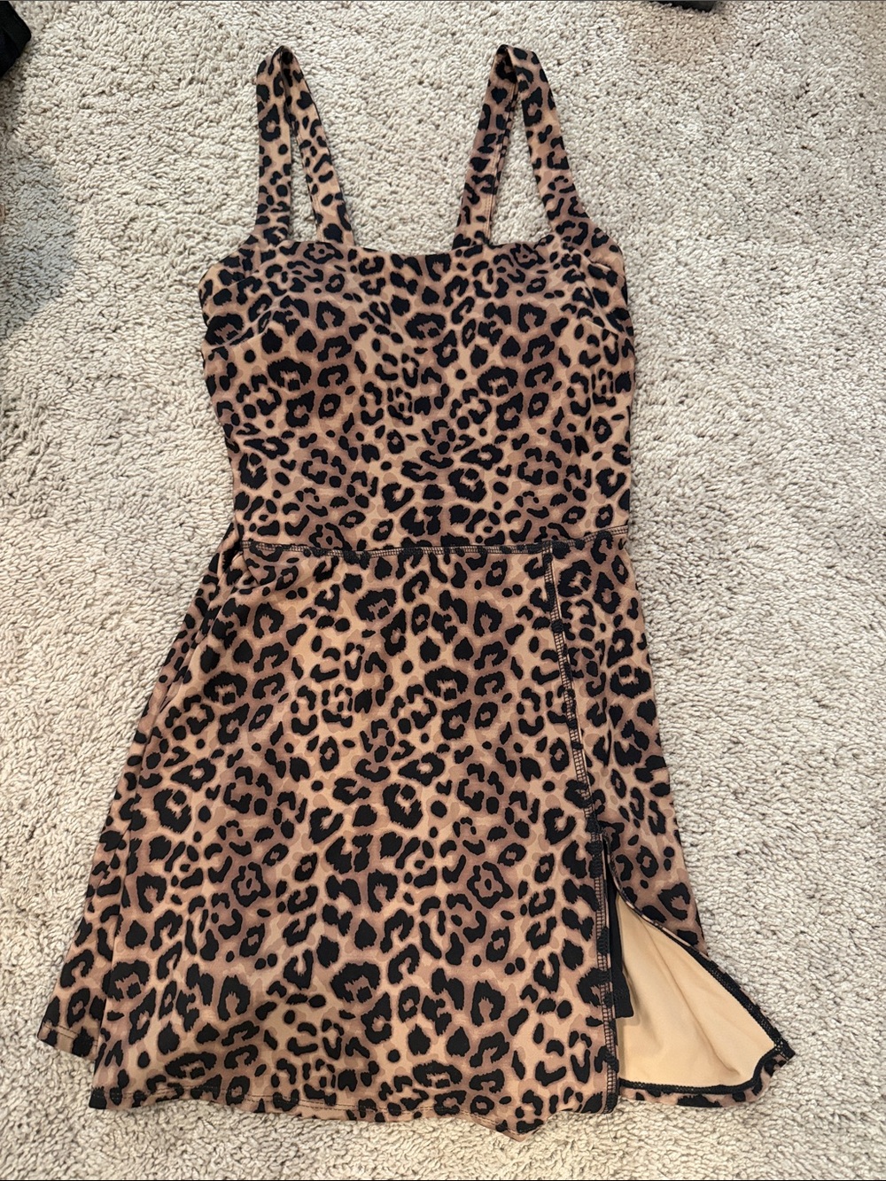 JoyLab Leopard-Print Mini Dress in Tan and Black